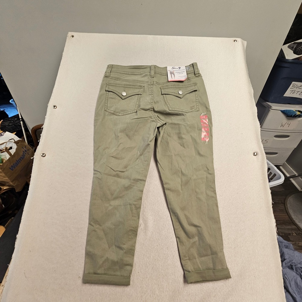 Seven7 Starlette Crop Jeans Womens 14 Seagrass Green Mid Rise Skinny Pants new